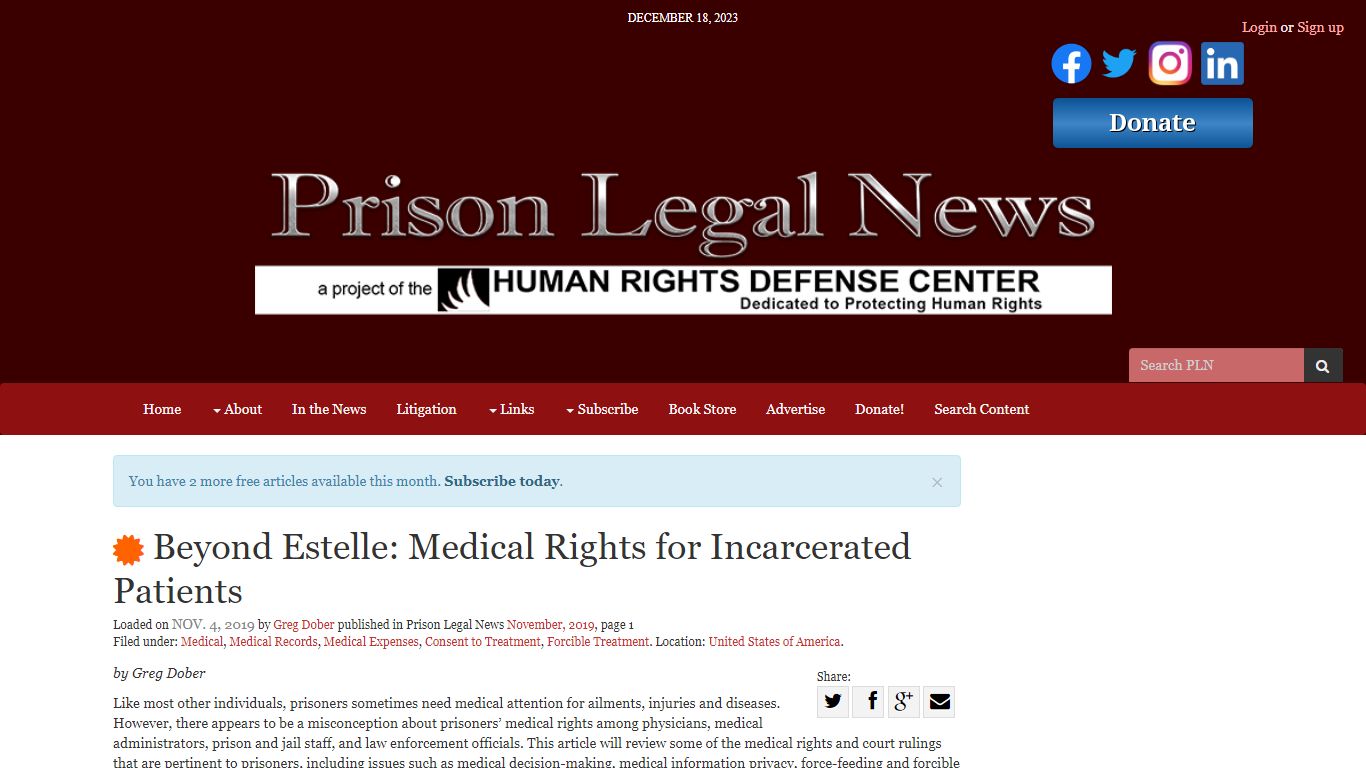 Beyond Estelle: Medical Rights for Incarcerated Patients